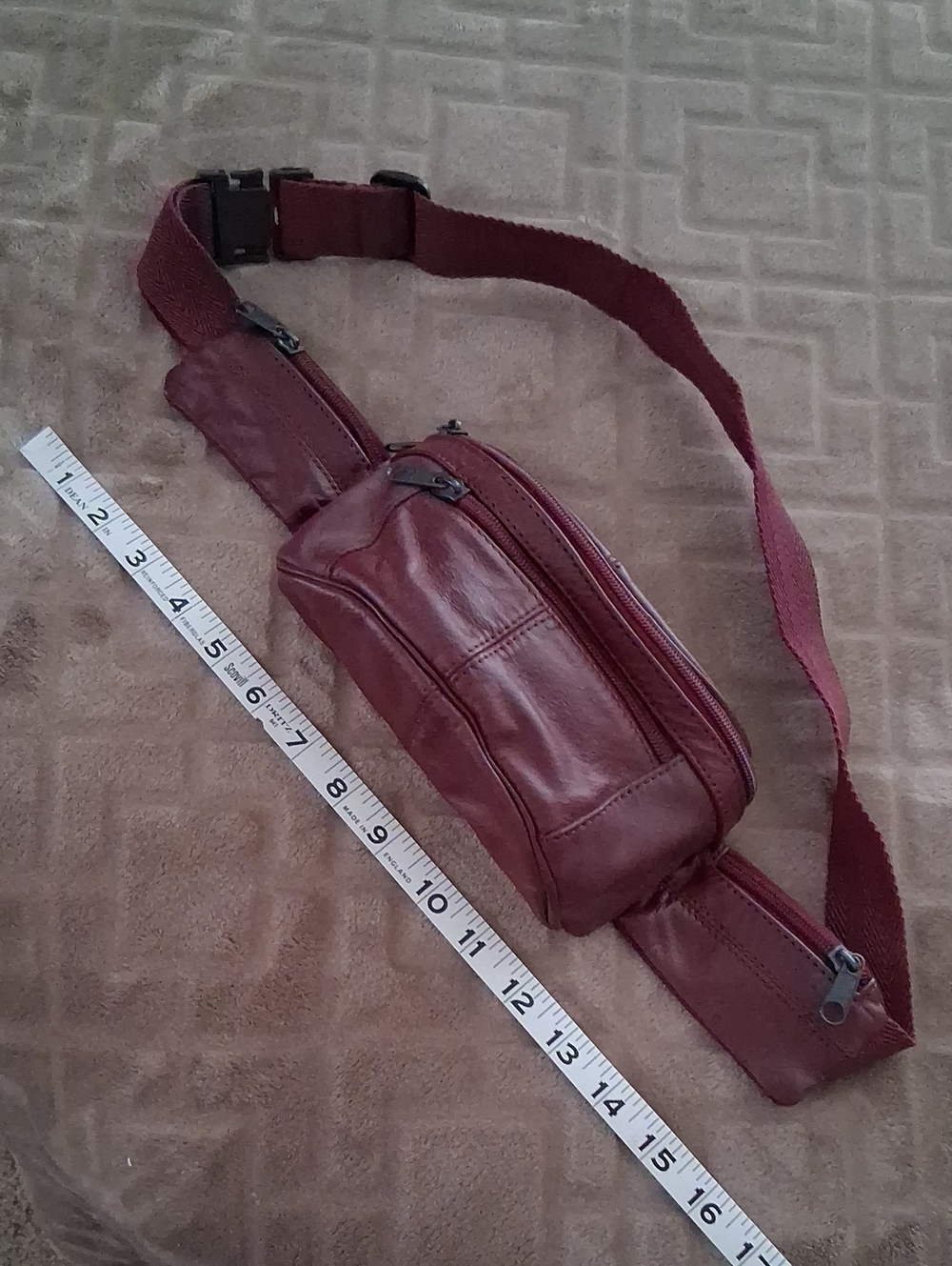 Vintage Y2K Genuine Leather Burgundy Fannie Pack/Waist Bag